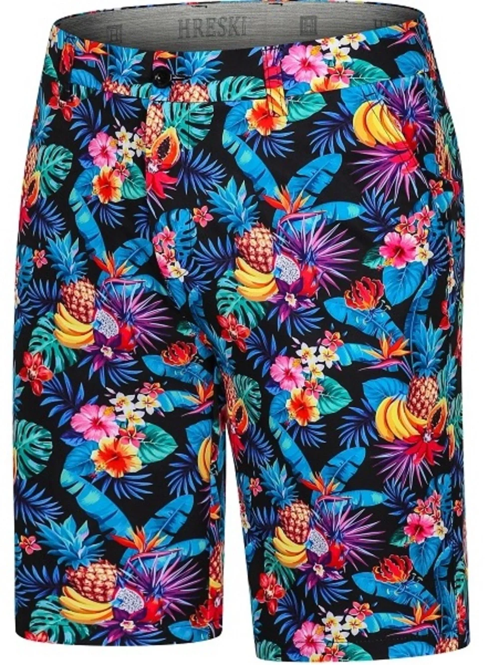Men’s Hreski Black Tropical Floral Golf Shorts - Hawaiian